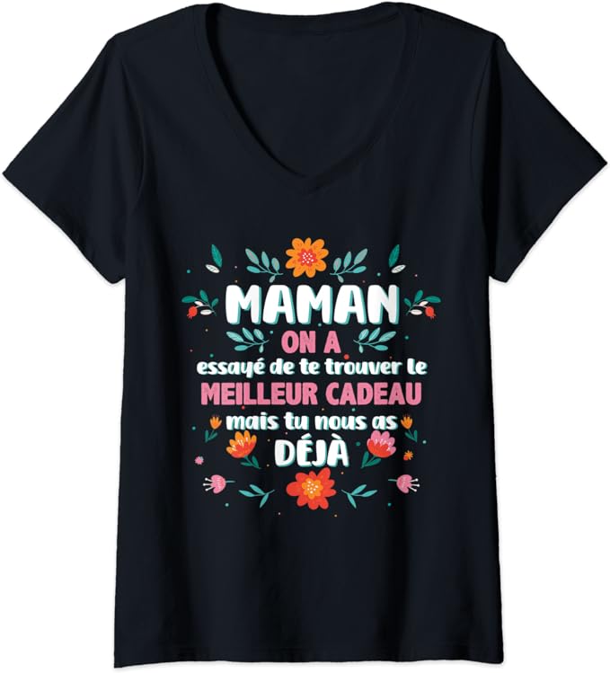 Femme Maman Cadeau Fête Des Mères Personnalisé T-Shirt avec Col en V